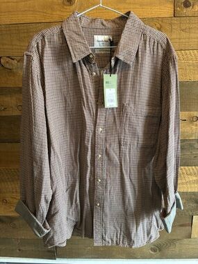 Goodfellow & Co Men’s Brown & White Micro-Check Button-Down Shirt
